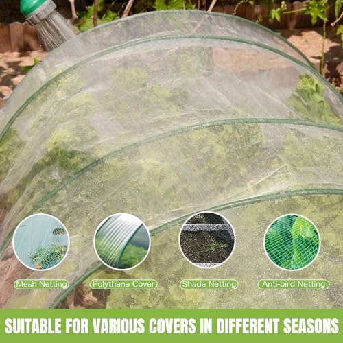 36 Pack Garden Hoops with 10x20 Ft Netting for Raised Beds, 18 Clips | Garden Mesh Netting Kit, 10x20 Ft Net, Bird & Cicada Netting for Trees, Greenhouse & Vegetable Protection, Frost guard - color: Green