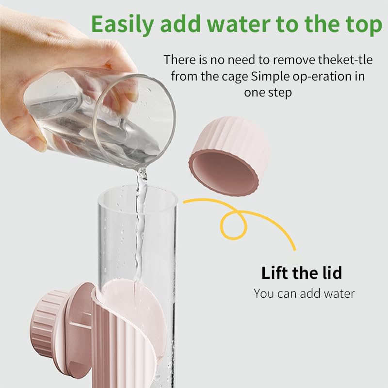 9.4 Fl Oz No Mess Bird Water Dispenser, Automatic Parrot Water Feeder with Spring Valve, Clear Cage Water Drinker for Parakeets Cockatiels Budgies Finch Lovebirds & Canary (Pink, 9.4 fl oz (280ml)) | Leak-proof bird waterer | For parrots, cockatiels, budg