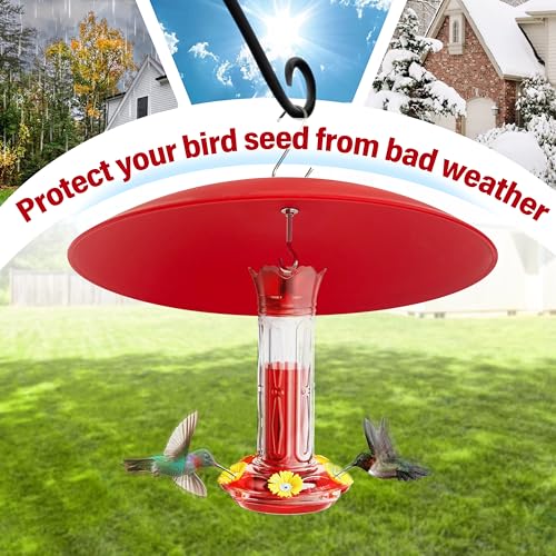13" Hummingbird Feeder Dome Guard,Bird's Feeder Rain Cover,Squirrel Proof for Bird Feeders Pole, Smart Bird Feeders Umbrella(Bright Red), 1Pack - color: Bright Red, size: 13Inch / 1 Pack