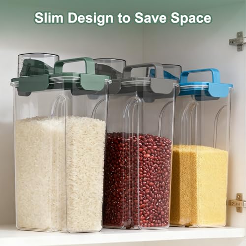 Uppetly Dog Cat Food Storage Container, 5-7Lbs Pet Food Containers, Airtight Cat Food Container with Portable Handle & Measuring Cup, Small Animal Dry Food Dispenser for Dogs, Cats and Birds Green - color: Green
