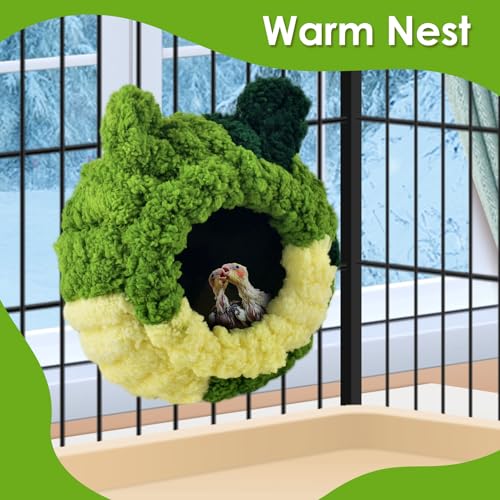 KATUMO Bird Nest, Small Sun Conure Breeding House Parrotlet Snuggle Hut Lovebird Bed for Conure, Lovebird, Zebra Finch, Loriculus, Hamster and Other Small Birds (Less Than 5 inches Long) - size: S (Green)