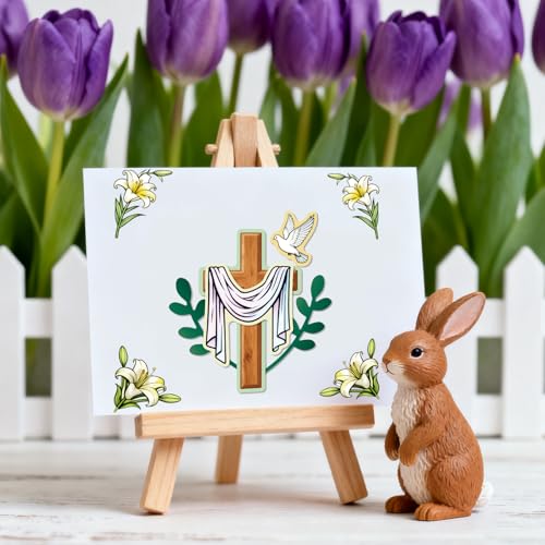 GLOBLELAND Easter Cross Clear Stamps and Metal Die Cuts Spring Flower Transparent Stamp Lily Lace Trim Cutting Dies for Card Making Embossing Scrapbooking - style: Easter Lily Cross