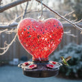 Hand Blown Glass Hummingbird Feeder for Outdoors All Season Use - 28 Fl. Oz. Leak Proof Hummingbird Feeder with Rust Proof Base - Includes Ant Moat, Ant & Bee Proof (Red) - color: Red