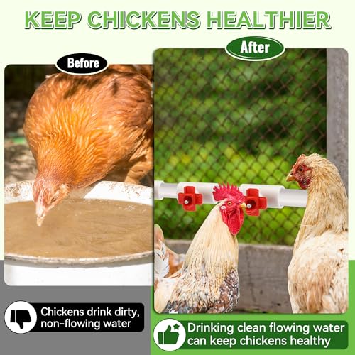 Enhon 12 Pack Chicken Water Nipples, DIY Auto Watering System 1/2" PVC Tee | Horizontal Side Mount Poultry Water Nipple Waterer Drinker and for Ducks Quail and Other Poultry