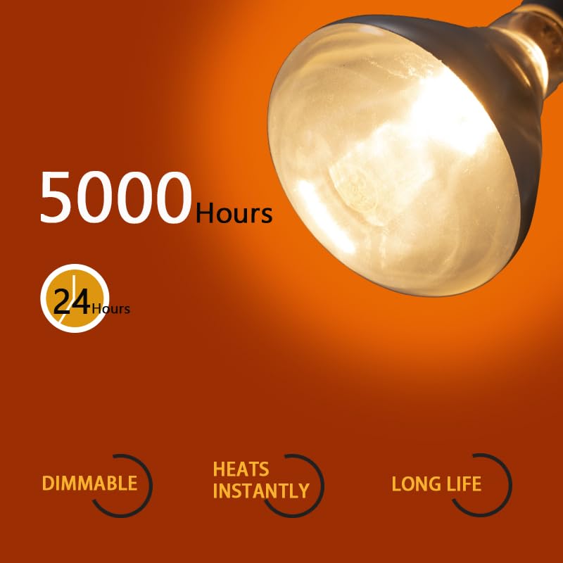 2 Pack 375W Food Heat Lamp Infrared Bulbs for Buffet, Parties, Fast Food, Bathroom,Chicks, Pet,Reptiles and Amphibians,Commercial Food Warmer Light. - color: 375w/Clear