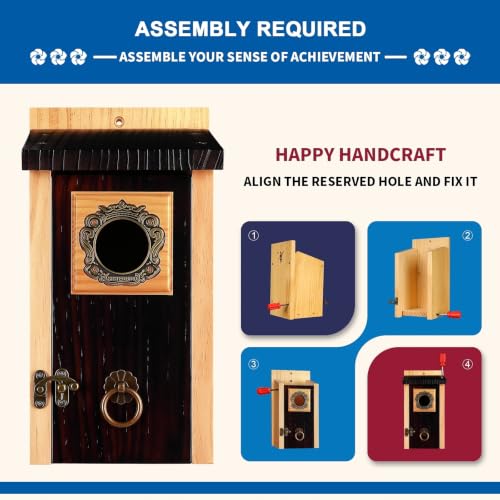 SISTERBIRD Bluebird Houses for Outside, Blue Bird House, Assembly Required - color: Deeply Burnt Vintage Hue -- 1PK
