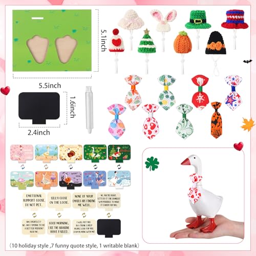 Relaxweex Magnetic Goose Key Holder Cute Resin Goose Statue with Mini Bow Tie Writable Interchangeable Signs Chalk for New Apartment Housewarming Gifts Office Table Desk Home Decor(Tie) - style: Tie