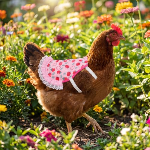 6Pcs Chicken Saddle Apron Lace Poultry Apron for Small Chickens | Breathable canvas fabric,adjustable elastic straps,full feather protection,fit small medium hens,smooth scratch-proof edges - color: Vibrant Fruit Print