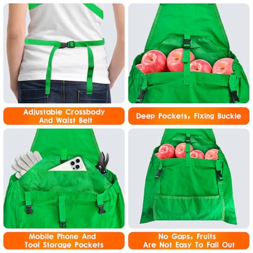 Gardening Apron Harvest Apron with Pockets, Green Garden Apron, Adjustable Waist Belt - color: Cross Back Apron