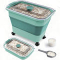 Rice Storage Container, Collapsible Airtight Food Storage Containers 20-30lbs with Clear Lid and Wheels, Rice Dispenser with Scoop for Flour Cereal Pasta Grain, Cat Pet Bird Dog Food Storage Container - size: 15-30 Lbs