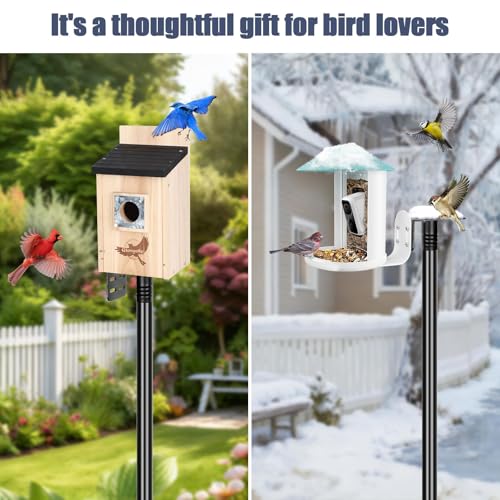 Gtongoko Smart Bird Feeder Pole 1-Inch Dia 2 Pack 79 Inch Bluebird House Pole for Outdoors Weather Station Heavy Duty Metal Mounting Kit Adjustable Bird Feeder Stand Black - color: 79 Inch 2PC