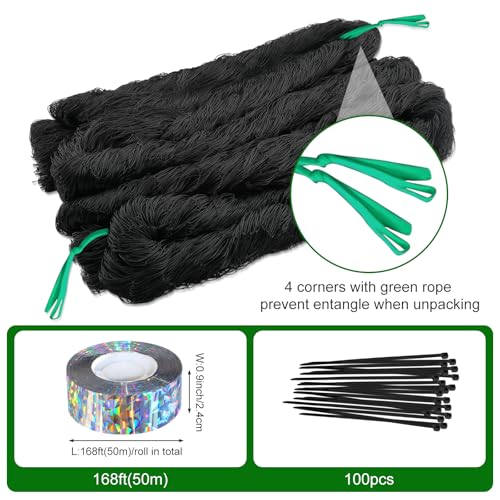 Bird Netting for Chicken Coop 25 X 50 Ft 1" Square Mesh Heavy Duty Chicken Run Netting Roof Cover Against Hawks, Eagles, Owls, UV Resistant, for Garden, Fruit Tree, Plant, Vegetable Protection - size: 1 inch mesh - 25 x 50 ft