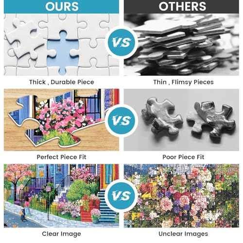 500 Pieces Puzzles for Adults, Spring Puzzle for Adults Elderly, Colorful Street Jigsaw Puzzle, Recycled Paper Puzzle 500 Pieces, Family Activity Game Nights Gifts 20.5x15 in | Recycled Paper Puzzle 500 Pieces, Family Activity, Game Nights Gifts, 20.5x15