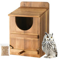 Owl House, Barn Owl Nesting Box with Bird Stand and Wood Shavings, Large Wooden Screech Nesting Box for Outside, Nest Box for Wild Birds, Barn, Screech, Eagle, 1 Set