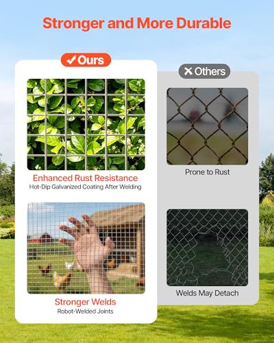 VEVOR Hardware Cloth, 1/2 inch 72 inch x 50 ft 19 Gauge Chicken Wire Fence, Hot-Dip Galvanized After Welding Metal Wire Mesh Roll, Garden Plant Welded Fencing Roll Supports Poultry Netting Cage Fence - size: 1/2 inch 72 inch x 50 ft