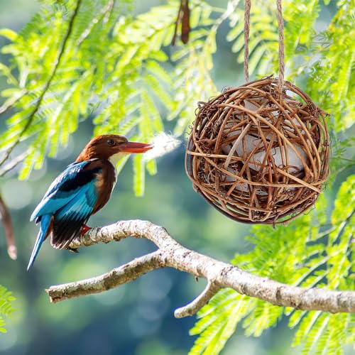 Yardwe 2PCS Bird Nesting Material Balls, Bird Nesting Material for Outdoor Hummingbird Houses, 3.14 Inch Unique Hanging Nest Balls Ideal for DIY Craft Lovers