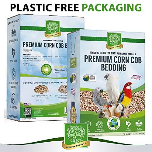 Small Pet Select Corn Cob Bedding & Litter, 100% Natural, 12 lb | Safe Absorbent Cage Litter, Low Dust, For Hamsters, Guinea Pigs, Birds, Gerbils, Reptiles & Small Pets - size: 12 lb