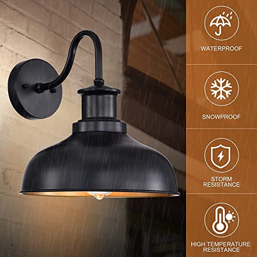 Outdoor Barn Lights, Farmhouse Outdoor Wall Sconces, Rustic Exterior Wall Mount Lights, Vintage Outside Lighting Fixtures, Industrial Black Gold Lanterns for Porch Garage Patio, 4 Pack - color: Black+Gold, size: 03RZ007-4 PACK(Not Dusk to Dawn)