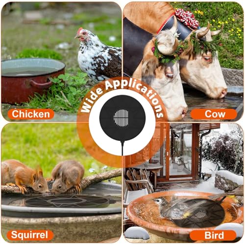 Fortrek Bird Bath Heater for Outdoors in Winter, 70w Birdbath Deicer Thermostatic Controller Water Heater with 5FT Cable for Birdbaths, Chicken, Duck, Livestock, Poulty, Animal, Tank, Buckets