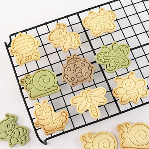 Insect Cookie Cutters Bee Dragonfly Ladybug 8Pcs Cookie Stamps for Baking | 3D Cute Butterfly Snail Ant Spider Biscuit Molds, Ideal for Spring Bug Themed Party Homemade Treats - color: Insect