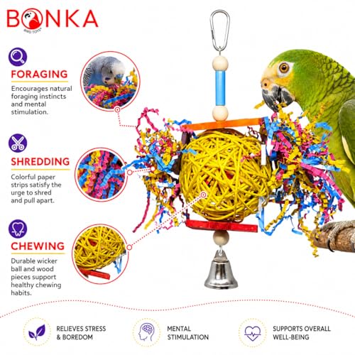 Bonka Bird Toys 1839 Foraging Star 7" High by 8" Wide, Medium Parrot Chew Shred Forage Cage Toy, Conure, Pionus, Quaker, and Similar Birds - size: Single