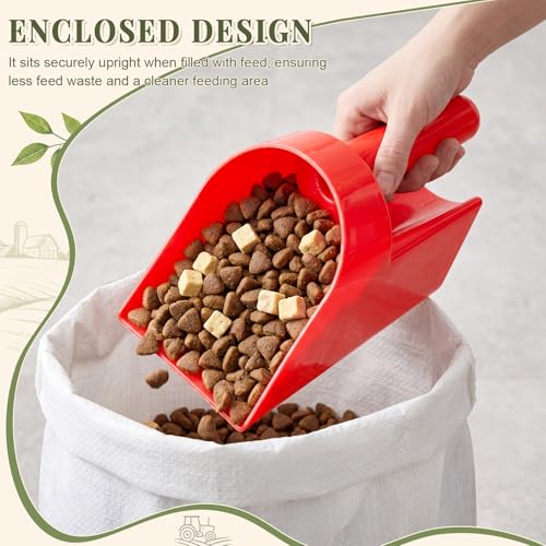 FillTouch 8 Pcs Feed Scoop 2 Qt Plastic Enclosed Heavy Duty Stackable Feed Scoop for Bird Horse Chicken Livestock Animal Ranchers Homesteaders Farmers(Red) - color: Red