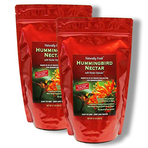 Naturally Fresh Hummingbird Nectar Powder with Nectar Defender, 2-Pack | Bird-safe, Dye-free, Just add water, No artificial preservatives, Makes 192 oz, Nectar lasts up to 2 weeks, Made in USA