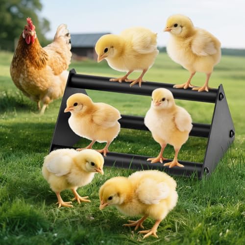 Makerfire Chicken Perch for Coop, Metal Roosting Bars for Chickens in Coop, Anti-Termite Chewing Baby Chick Perch Toys for Brooder, Training Perch Ladder for Large Bird, Parrot, Hens, Macaw (Small)