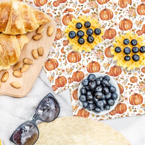 JarThenaAMCS 150 Pcs Fall Floral Pumpkin Wax Paper Orange Sandwich Wrap Paper Tissue Waterproof Oil-Proof Picnic Liners for Autumn Thanksgiving Party Kitchen Supplies, 9.8 x 8.3 In - color: Fall Pumpkin