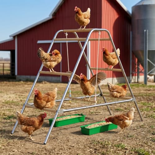 Large Multi-Level Chicken Perch Roosting Bars for 8-12 Chickens | LitaiL Wooden Chicken Perch with Swing, Rustproof Hardware Outdoor Coop Stand, Easy Assembly Backyard Chicken Accessories