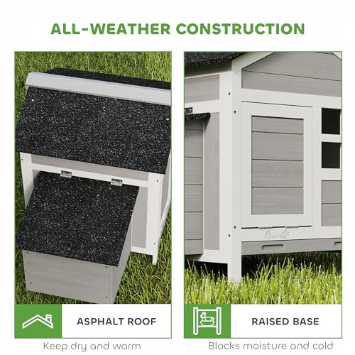 PawHut Chicken Coop Outdoor Weatherproof for 1-2 Chickens 36" x 25" x 27" | Wooden Duck House, Nesting Box, Pull-Out Metal Tray, Rabbits Ducks, Poultry Cage Rabbit Hutch, Backyard Farm