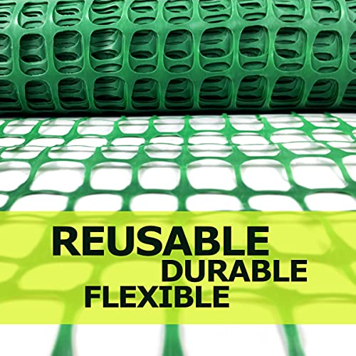 Ashman Plastic Mesh Fence, Construction Barrier Netting, Green, 4'x200' Feet, 1 Roll, Garden Fencing, Fences Wrap, Above Ground, for Snow, Poultry, Chicken, Deer, Patio, Garden Netting, Green 200 FT - color: Green, size: 200 FT