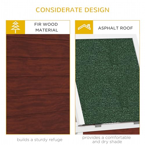 PawHut 59" Outdoor Rabbit Hutch Playpen Bunny Cage for Rabbits Dark Brown | Wooden Tortoise House Habitat, Outdoor Tortoise Enclosure, with Run and Enclosed Cover, for Chickens, Ducks, Indoor