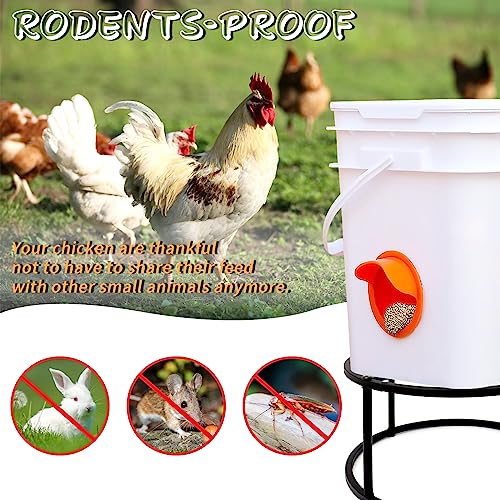 4Pcs Chicken Waterer Feeder Stand Metal Stand Rack with 4 Legs & Round Base Heavy Duty Supports Holder for Buckets Barrels Equipped Installed with Feeder Waterer Port for Coop Poultry Indoor Outdoor - color: 4 Legs Metal Stand-4pcs