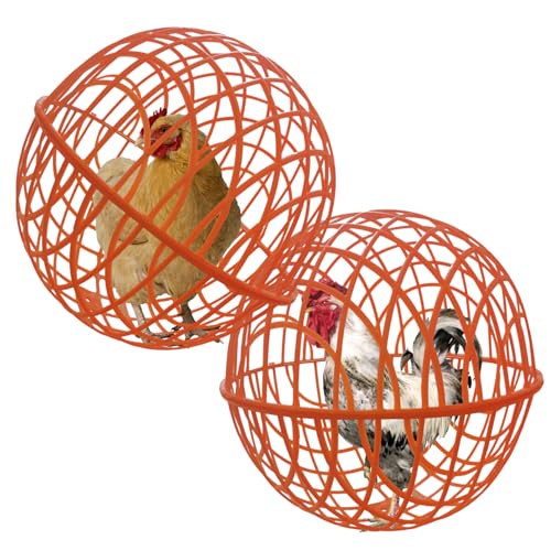 15.7" Ball-Shaped Movable Chicken Coop,Pigeon Rabbit Duck Safe Walking Net,Preventing Trampled by Horse,Predation by Eagles,Dog Bites.Pet Removable Prevent Harassment Safety Hutch(2 Pack) - color: Red(2 Pack)