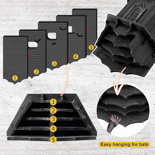 VIREESR Large Bat House for Outdoors,4-Chamber Castle Bat Box,200-Capacity | Cedar Wooden Bat House, Bat Boxes for Outside for Tree, 4 Chamber Design to Attract Bats, Weather-Resistant, Black - size: XL Black