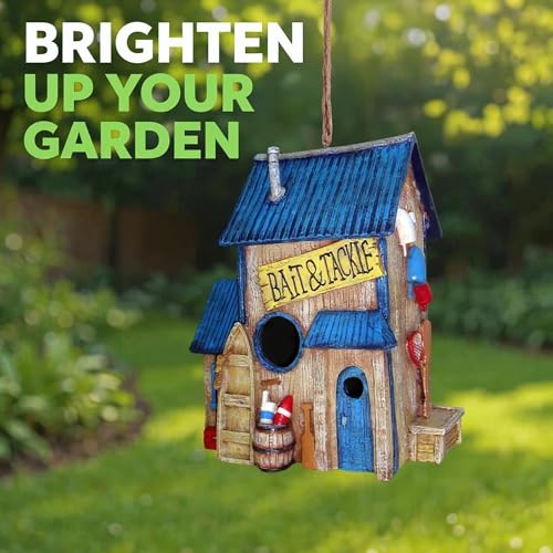 Spoontiques - Birdhouse - Garden Decor - Decorative Bird House for Yard and Garden Decoration - Hanging Novelty for Outdoor Patio - Bait Shop Birdhouse - color: Bait Shop