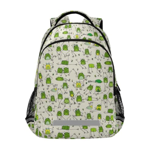 Kids Funny Frogs Backpack for Boys Girls School Bags | Elementary Middle, Travel Daypack Lightweight Waterproof with Reflective Strip - color: Funny Frogs