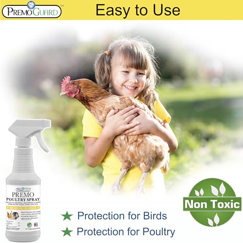 Premo Guard Natural Poultry Spray – Kills Scaly Leg Mites, Fleas, & Lice | Treats Chicken, Duck, Geese Pests, Spray Directly on Birds and Coops, Natural Plant Based Oils, Control & Prevention - size: 16 oz