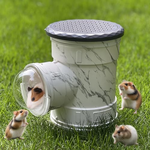 Hamster Carrier Cage, Marble Print Anti-bite and Chewproof Design, Table Chinchillas Cage for Small Guinea Pig Bird Parrot Budgies, Front and Top Ventilation