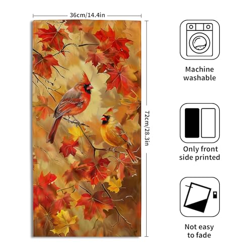 Fall Birds Hand Towels Set of 2, 14x28 Inch Autumn Rustic Maple Leaves Thanksgiving Harvest Decorative Tea Towel Drying Baking Cooking Wash Cloth for Bathroom Kitchen Decor - color: Maple Birds