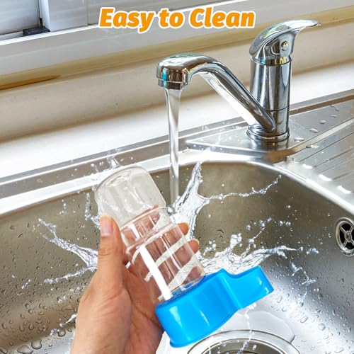 BNOSDM Automatic Bird Water Dispenser 2 Pcs No Mess Parrot Cage Water Feeder Drinker Suspended Bird Drinking Device Parakeet Cage Accessories for Budgies, Cockatiel, Conure, Canary, Finch (Blue) - color: 2 Pcs Blue Automatic Bird Water Dispenser