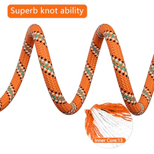 X XBEN Outdoor Climbing Rope 10M(32ft) 20M(64ft) 30M(96ft) 50M(160ft) 70M(230ft) 152M(500FT) 352M(1000FT) Static Rock Climbing Rope for Escape Rope Ice Climbing Equipment Fire Rescue Parachute - color: Orange, size: 2/5 Inch x 64 Feet