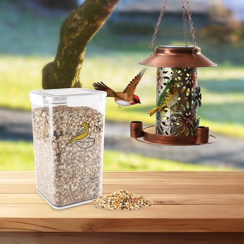 Bird Seed Storage Container-Airtight Bird Food Container 6L Pet Food Storage Containers with Birds Seed Scoop-Wild Birds Seed Dispenser-for PetBirds Parakeets Finches Foods - size: 6L