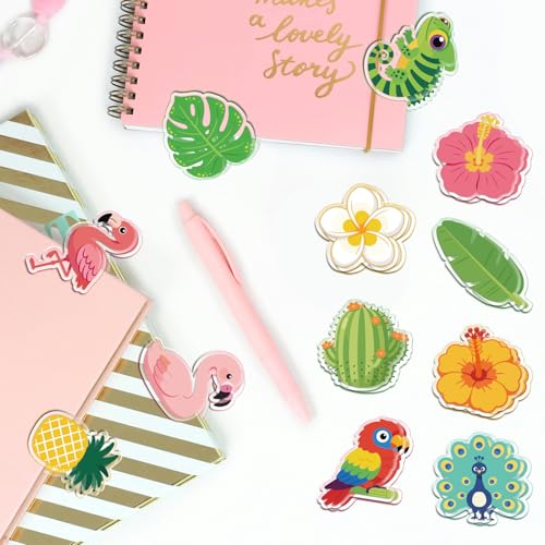 MAYJOYDIY 24Pcs 12 Styles Tropical Plant Flower Animal Acrylic Chip Clips Monstera Leaf Flamingo Bag Sealer Sealing Closures Cute Parrot Cactus Chameleon Bag Clips for Food Storage Airtight Seal Grip - style: Tropical Animal Plant