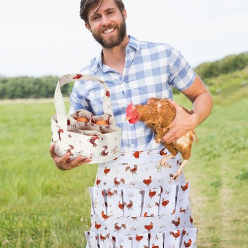 15 Pouches Chicken Egg Apron 7 Pouch Chicken Egg Basket | Women Apron For Collecting Fruit Duck And Goose Eggs Storage Bag For Christmas Autumn Gift Home Farms Decor Sturdy Canvas - style: Cute