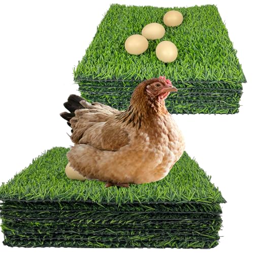 8 Pack 11.8"x11.8" Chicken Nesting Pads for Chicken Coop - Green | Reusable Plastic Artificial Grass Nesting Box Pads Washable Chicken Nesting Pads for Pet Garden Lawn Indoor Outdoor