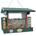 DutchCrafters Poly Hopper Bird Feeder with Suet Holder, Large Suet Feeder for Birds, Outdoor Hanging - Amish American Made (Turf Green & Cedar) - color: Turf Green & Cedar