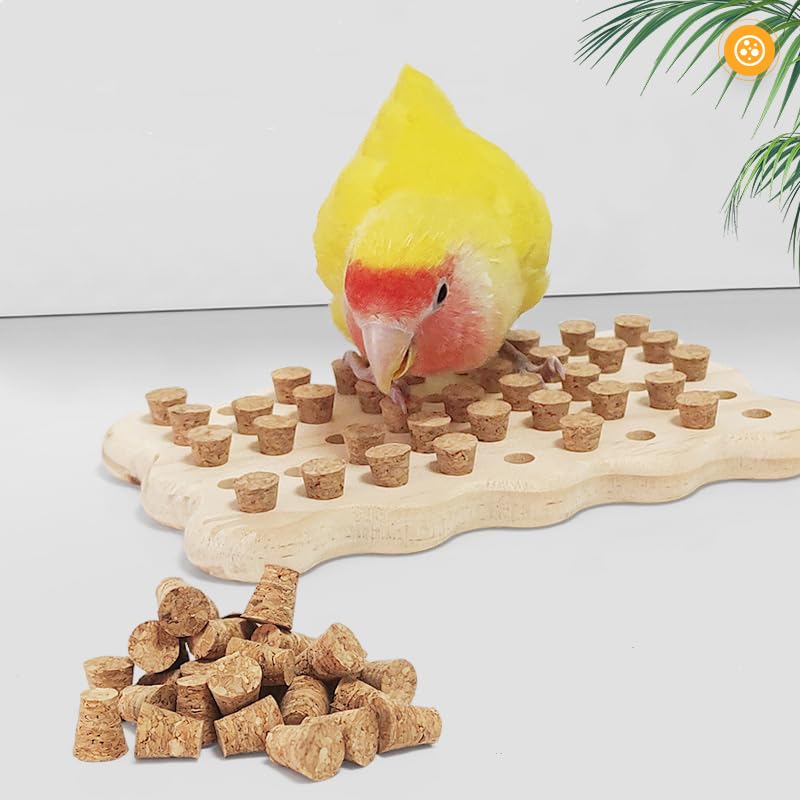 LOS ANDES Parrot Chew Toy with Soft Corks, Wooden Biting Training Toy and Foraging Bird Toys,Bird Cage Accessories, Parakeet Toys - size: Keyboard