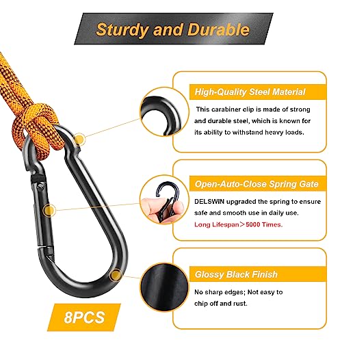 8 Pcs Carabiner Clip Spring Snap Hook - M6 2.36 Inch Heavy Duty Snap Hooks Quick Link for Hiking Camping Fishing Swing Hammock, 270lbs Capacity - color: M6 (2.36Inch)-8Pcs